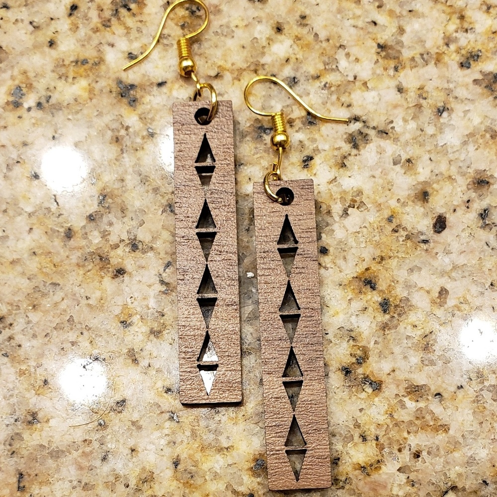 Walnut wood hand designed earrings